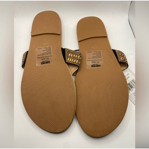 XL Mukluks Luk-ees Beaded Sparkle Flip-Flops Slip-On Brown Size 11-12 XL - Picture 2 of 2
